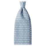 Viola Milano - Cube Pattern Selftipped Silk Tie - Ice Blue - Handmade in Italy - Luxury Exclusive Collection