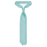 Viola Milano - Cube Pattern Selftipped Silk Tie - Lime - Handmade in Italy - Luxury Exclusive Collection