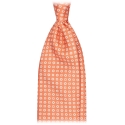 Viola Milano - Cube Pattern Selftipped Silk Tie - Orange - Handmade in Italy - Luxury Exclusive Collection