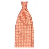 Viola Milano - Cube Pattern Selftipped Silk Tie - Orange - Handmade in Italy - Luxury Exclusive Collection