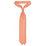 Viola Milano - Cube Pattern Selftipped Silk Tie - Orange - Handmade in Italy - Luxury Exclusive Collection