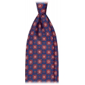 Viola Milano - Medallion Floral Selftipped Silk Tie - Blue - Handmade in Italy - Luxury Exclusive Collection