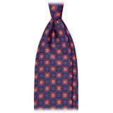 Viola Milano - Medallion Floral Selftipped Silk Tie - Blue - Handmade in Italy - Luxury Exclusive Collection