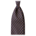 Viola Milano - Diamond Pattern 3-Fold Handprinted Selftipped Silk Tie - Navy - Handmade in Italy - Luxury Exclusive Collection