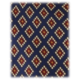 Viola Milano - Diamond Pattern 3-Fold Handprinted Selftipped Silk Tie - Navy - Handmade in Italy - Luxury Exclusive Collection