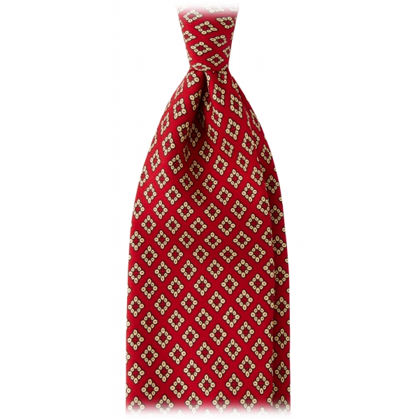 Viola Milano - Diamond Pattern 3-Fold Selftipped Silk Tie - Red Mix - Handmade in Italy - Luxury Exclusive Collection