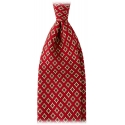 Viola Milano - Diamond Pattern 3-Fold Selftipped Silk Tie - Red Mix - Handmade in Italy - Luxury Exclusive Collection