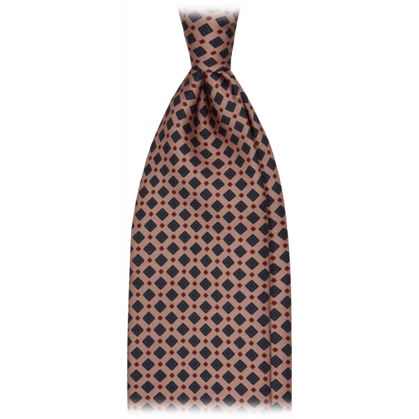 Viola Milano - Diamond Pattern Selftipped Silk Tie - Sand - Handmade in Italy - Luxury Exclusive Collection