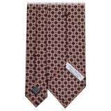 Viola Milano - Diamond Pattern Selftipped Silk Tie - Sand - Handmade in Italy - Luxury Exclusive Collection