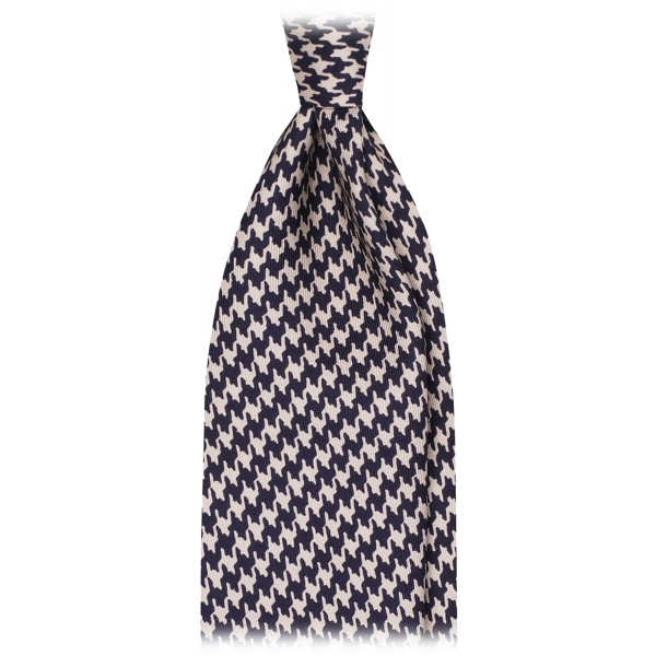 Viola Milano - Dogtooth Selftipped Italian Silk Tie - Navy - Handmade in Italy - Luxury Exclusive Collection