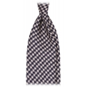 Viola Milano - Dogtooth Selftipped Italian Silk Tie - Navy - Handmade in Italy - Luxury Exclusive Collection