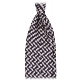 Viola Milano - Dogtooth Selftipped Italian Silk Tie - Navy - Handmade in Italy - Luxury Exclusive Collection