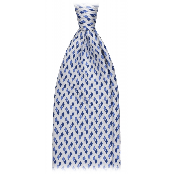 Viola Milano - Domino Pattern Selftipped Silk Tie - White - Handmade in Italy - Luxury Exclusive Collection