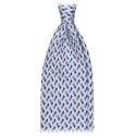 Viola Milano - Domino Pattern Selftipped Silk Tie - White - Handmade in Italy - Luxury Exclusive Collection