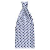 Viola Milano - Domino Pattern Selftipped Silk Tie - White - Handmade in Italy - Luxury Exclusive Collection