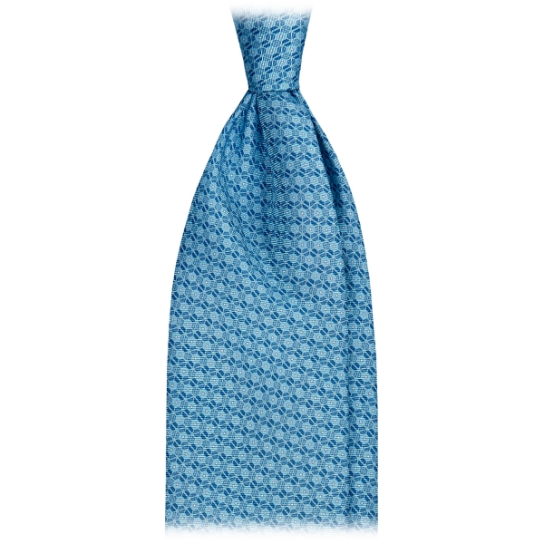 Viola Milano - Dynamic Floral Selftipped Silk Tie - Sea - Handmade in Italy - Luxury Exclusive Collection