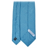 Viola Milano - Dynamic Floral Selftipped Silk Tie - Sea - Handmade in Italy - Luxury Exclusive Collection