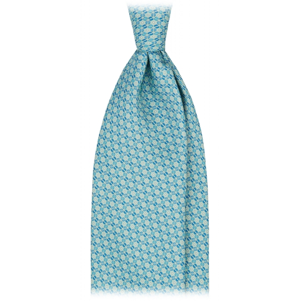 Viola Milano - Dynamic Floral Selftipped Silk Tie - Menthol - Handmade in Italy - Luxury Exclusive Collection