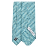 Viola Milano - Dynamic Floral Selftipped Silk Tie - Menthol - Handmade in Italy - Luxury Exclusive Collection