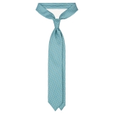 Viola Milano - Dynamic Floral Selftipped Silk Tie - Menthol - Handmade in Italy - Luxury Exclusive Collection