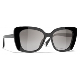 Chanel - Occhiali da Sole Rettangolari - Nero Grigio Polarizzate Sfumate - Chanel Eyewear