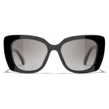 Chanel - Occhiali da Sole Rettangolari - Nero Grigio Polarizzate Sfumate - Chanel Eyewear