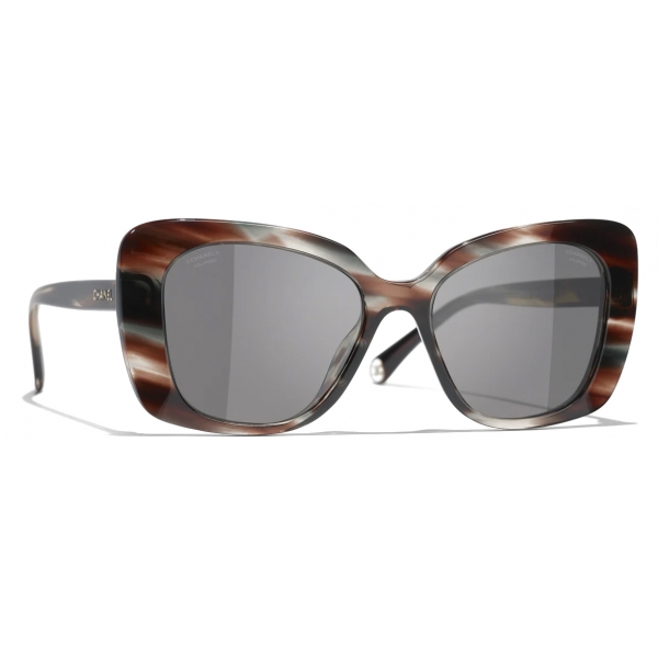 Chanel - Rectangular Sunglasses - Brown Tortoise Gray Polarized - Chanel Eyewear