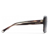 Chanel - Occhiali da Sole Rettangolari - Tartaruga Marrone Grigio Polarizzate - Chanel Eyewear