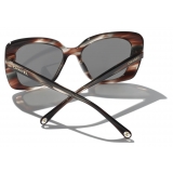 Chanel - Rectangular Sunglasses - Brown Tortoise Gray Polarized - Chanel Eyewear