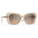 Chanel - Occhiali da Sole Rettangolari - Beige Marrone - Chanel Eyewear