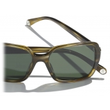 Chanel - Occhiali da Sole Quadrati - Verde Tartaruga Verde Polarizzate - Chanel Eyewear