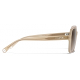 Chanel - Occhiali da Sole Quadrati - Beige Scuro Marrone Chiaro Sfumate - Chanel Eyewear