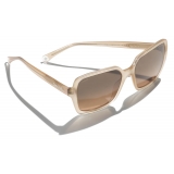 Chanel - Occhiali da Sole Quadrati - Beige Scuro Marrone Chiaro Sfumate - Chanel Eyewear