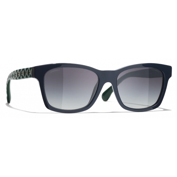 Chanel - Occhiali da Sole Quadrati - Blu Verde Grigio Sfumate - Chanel Eyewear