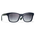 Chanel - Occhiali da Sole Quadrati - Blu Verde Grigio Sfumate - Chanel Eyewear