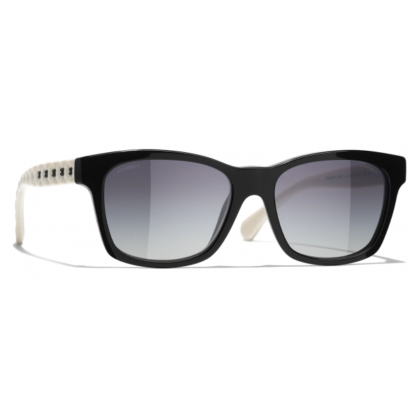 Chanel - Occhiali da Sole Quadrati - Bianco Nero Grigio Sfumate - Chanel Eyewear