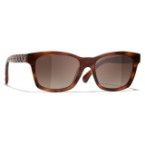 Chanel - Square Sunglasses - Dark Tortoise Brown Polarized Gradient - Chanel Eyewear