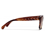 Chanel - Occhiali da Sole Quadrati - Tartaruga Scuro Marrone Polarizzate Sfumate - Chanel Eyewear