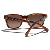 Chanel - Occhiali da Sole Quadrati - Tartaruga Scuro Marrone Polarizzate Sfumate - Chanel Eyewear