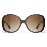 Chanel - Occhiali da Sole Quadrati - Tartaruga Scuro Marrone Sfumate - Chanel Eyewear