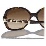 Chanel - Occhiali da Sole Quadrati - Tartaruga Scuro Marrone Sfumate - Chanel Eyewear