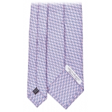 Viola Milano - Dynamic Floral Selftipped Silk Tie - Pink - Handmade in Italy - Luxury Exclusive Collection