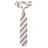 Viola Milano - Fina Stripe 3-Fold Grenadine Tie - Pale Lemon Mix - Handmade in Italy - Luxury Exclusive Collection