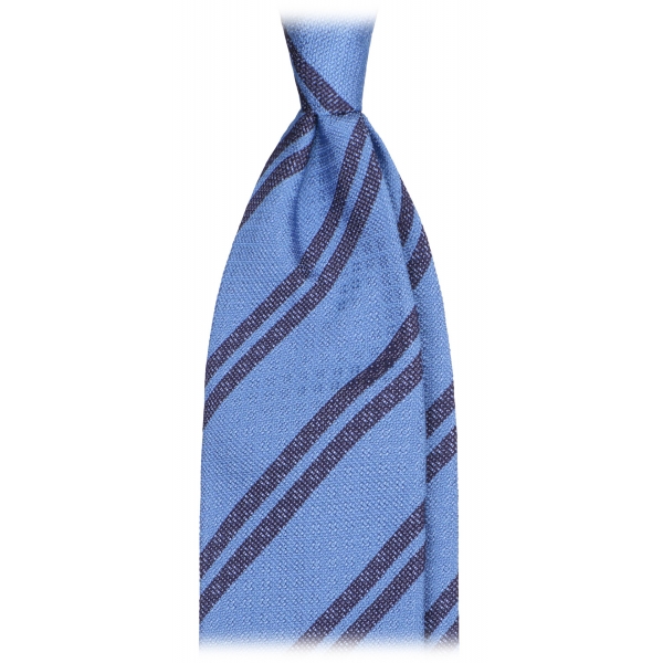 Viola Milano - Fina Stripe 3-Fold Grenadine Tie - Blue Mix - Handmade in Italy - Luxury Exclusive Collection