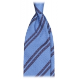 Viola Milano - Fina Stripe 3-Fold Grenadine Tie - Blue Mix - Handmade in Italy - Luxury Exclusive Collection