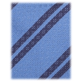 Viola Milano - Fina Stripe 3-Fold Grenadine Tie - Blue Mix - Handmade in Italy - Luxury Exclusive Collection