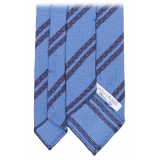 Viola Milano - Fina Stripe 3-Fold Grenadine Tie - Blue Mix - Handmade in Italy - Luxury Exclusive Collection