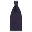 Viola Milano - Fina Stripe 3-Fold Grenadine Tie - Navy/Forest - Handmade in Italy - Luxury Exclusive Collection