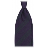 Viola Milano - Fina Stripe 3-Fold Grenadine Tie - Navy/Forest - Handmade in Italy - Luxury Exclusive Collection