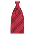 Viola Milano - Fina Stripe 3-Fold Grenadine Tie - Red Mix - Handmade in Italy - Luxury Exclusive Collection